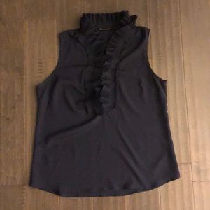 New York & Company Navy Sleeveless Blouse